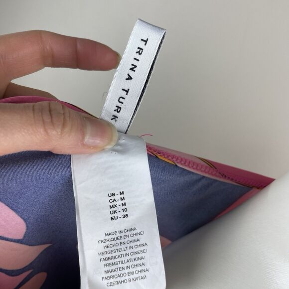 Trina Turk M Breeze Floral Swimsuit Jersey Cover Up Retro Caftan Tunic Dress - Picture 9 of 12